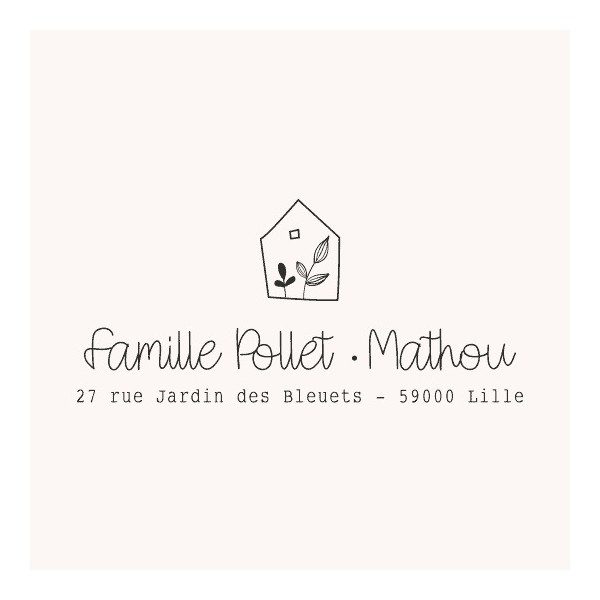 Tampon adresse maison fleurie n°287 60x30mm Tampon adresse maison fleurie n°287 60x30mm