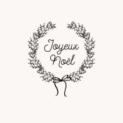 Tampon noël n°14 avec couronne "Joyeux Noël" 50x50mm