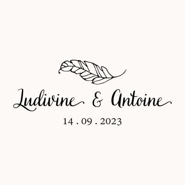 Tampon mariage plume n°14 60x30mm Tampon mariage plume n°14 60x30mm