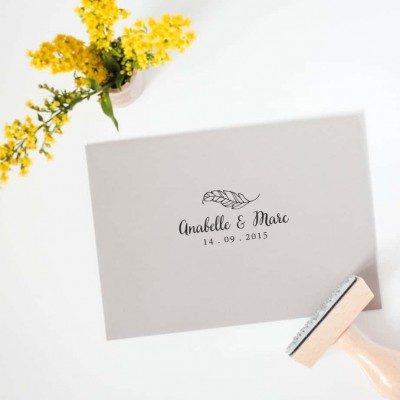 Tampon mariage plume n°14 60x30mm