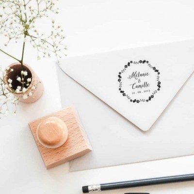 Tampon mariage fleuri n°15 50x50mm