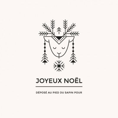 Tampon noël n°15 étiquette cerf "Joyeux noël" 50x70mm