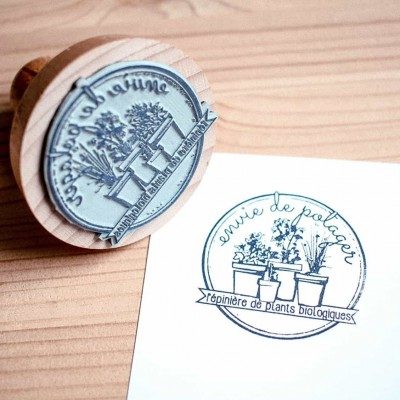 Tampon encreur en bois rond 70mm