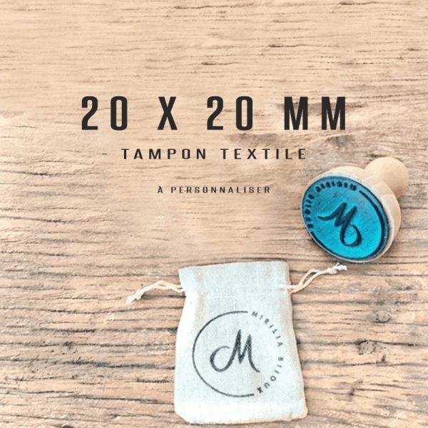 Tampon textile personnalisé 20x20mm Tamporelle Tampon textile personnalisé 20x20mm Tamporelle