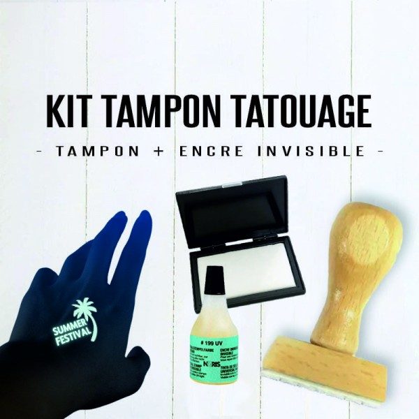 Kit soirée tampon personnalisé 50mm & encre UV invisible corporelle Kit soirée tampon personnalisé 50mm & encre UV invisible corporelle