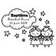 Baptême Tampon Personnalisé Jumelles 5 Cm | Tamporelle
