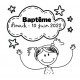 Baptême fillette malicieuse tampon à personnaliser 5 cm | Tamporelle